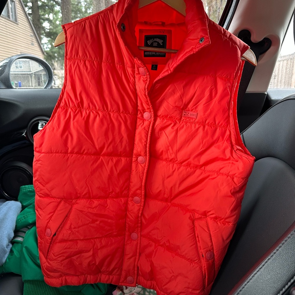 Billabong Quilted Puffer Vest - Neon Coral
